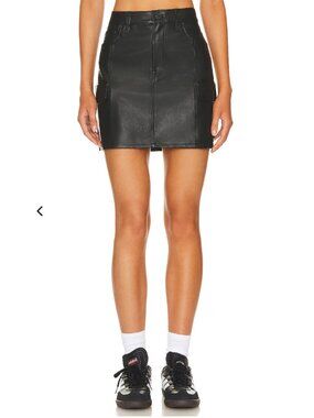Hudson Viper Faux Leather Cargo Mini Skirt Black Size 25